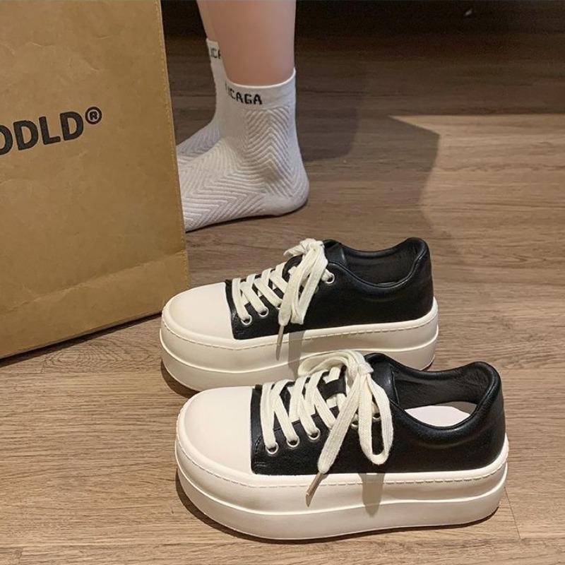Thick soled shoes for women's spring height increasing casual shoes simple comfortable wear-resistant sports board shoes