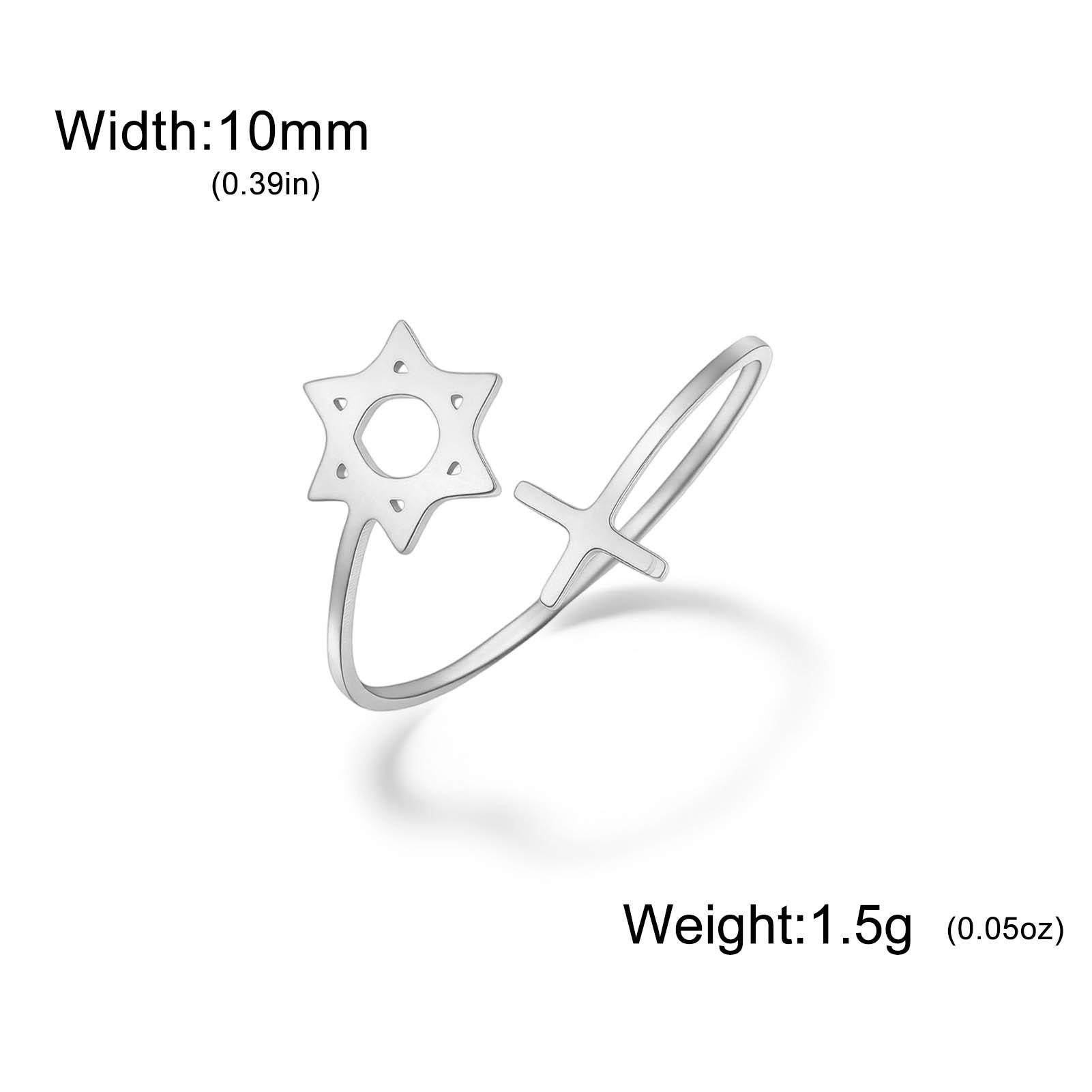 

Teamer Star Of David Cross Rings For Women Adjustable Trendy Stainless Steel Open Ring Jewelry Birthday Minimalist Gifts 2026