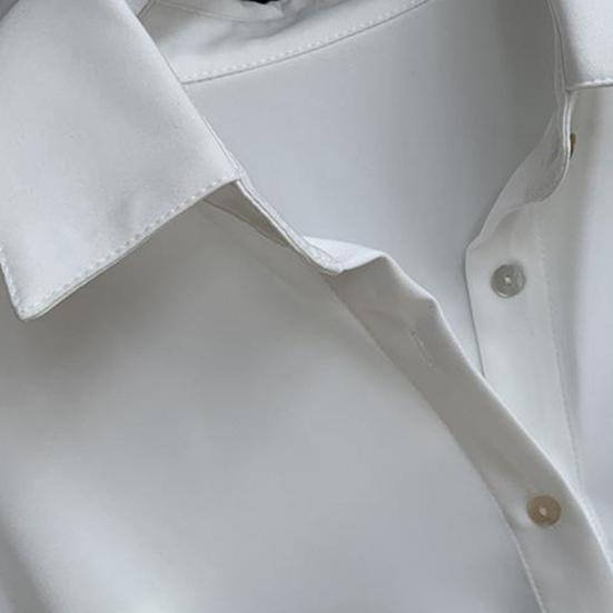 Women Shirt Lapel Long Sleeve Buttons Placket Casual Shirt Solid Color Commuter