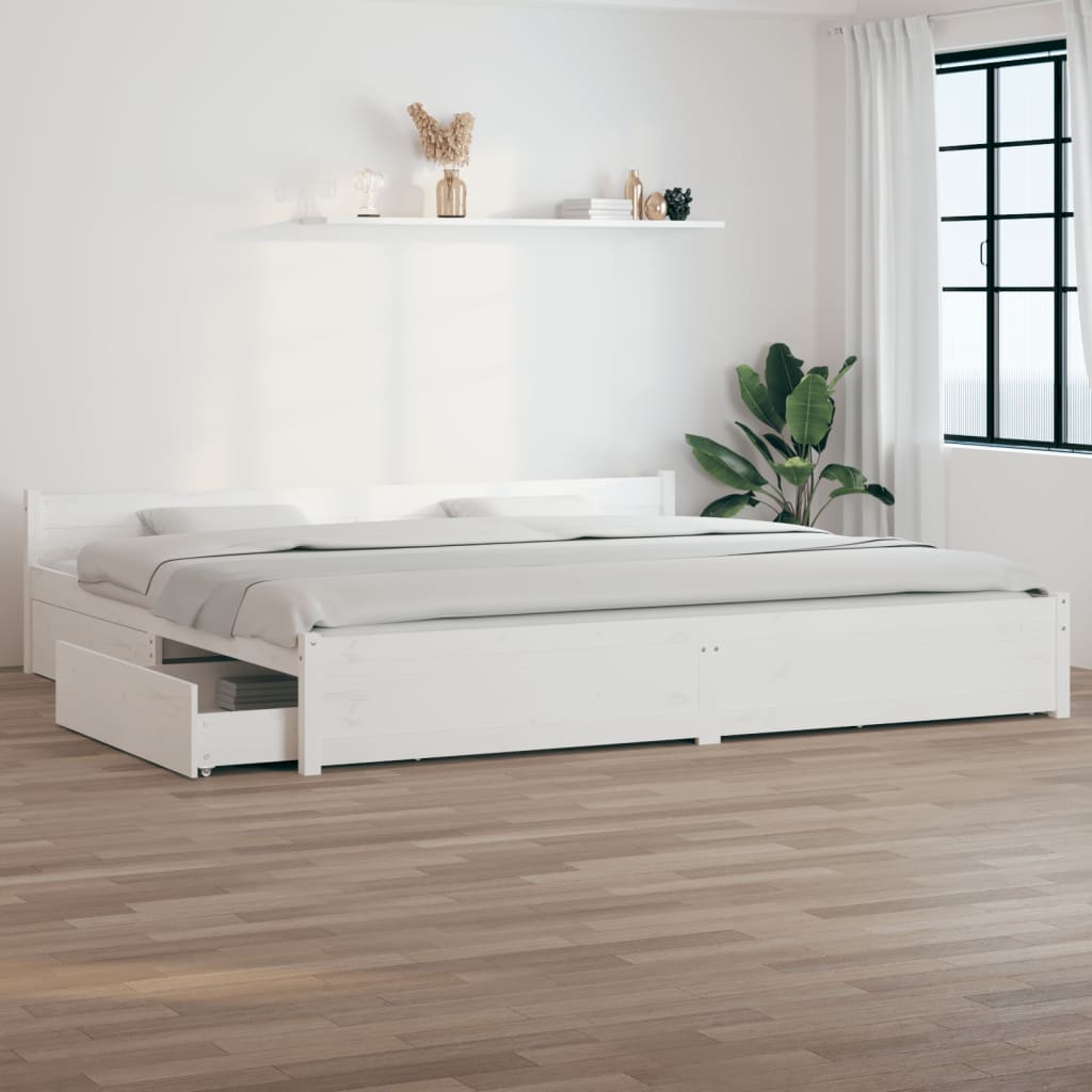 Bed with Drawers White 180x200 cm