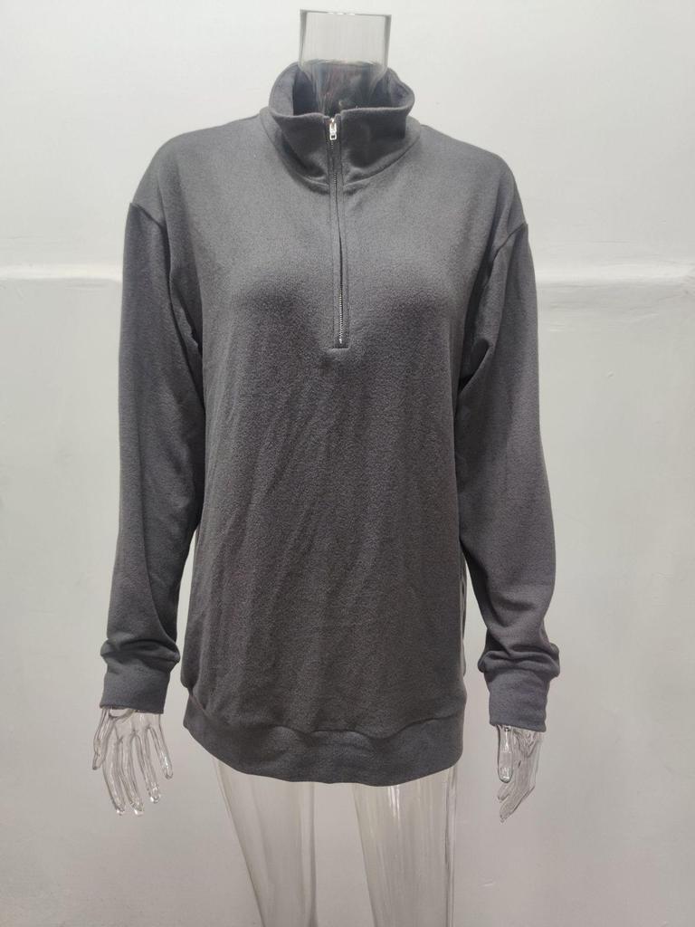 2025 Men's Casual Long Sleeve V-neck Fleece Zipper Polo Shirt