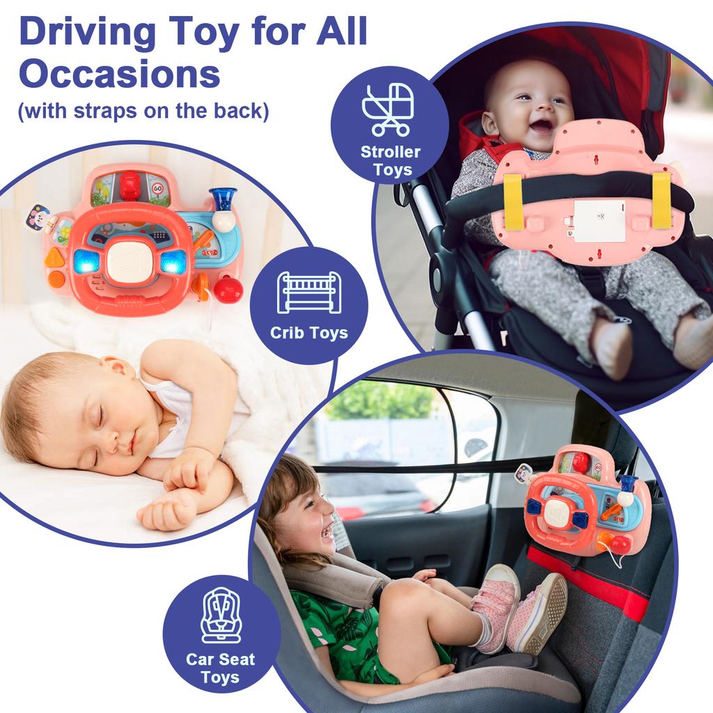 Baby Simulation Driving Car Cartoon Electric Steering Wheel with Music and Lighting Toys Early Educational Toys for Kids Gifts