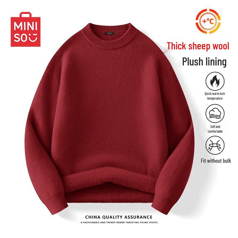 

MINISO Men s Plush-Lined Crew Neck Sweater XL