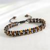 Retro Tiger Eye Stone Bracelet Adjustable Double Row Woven Bracelet  Jewelry