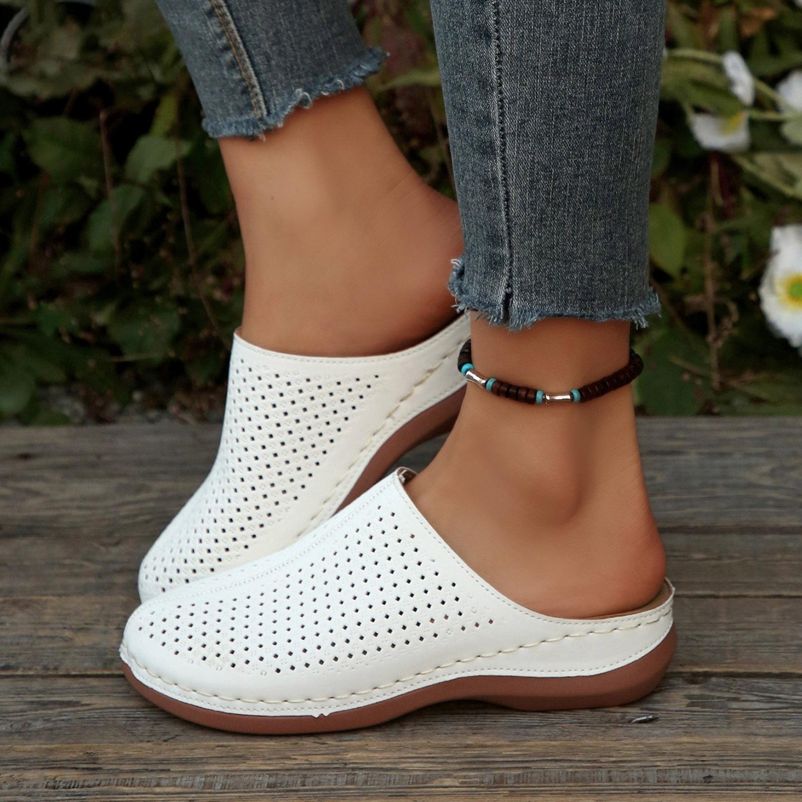 Platform Slip Closed Toe Slippers For Women Plus Size Embroidered Slippers Arch Support Women Womens Furry Slippers Memory Foam 37