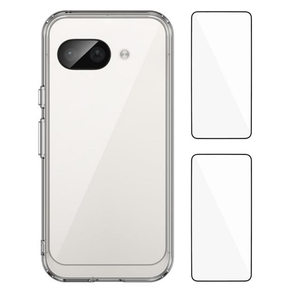 

WANLONFENG MF2 Series For Google Google Pixel 9a Case TPU Acrylic Clear Phone Cover with 2Pcs Tempered Glass Film Type A