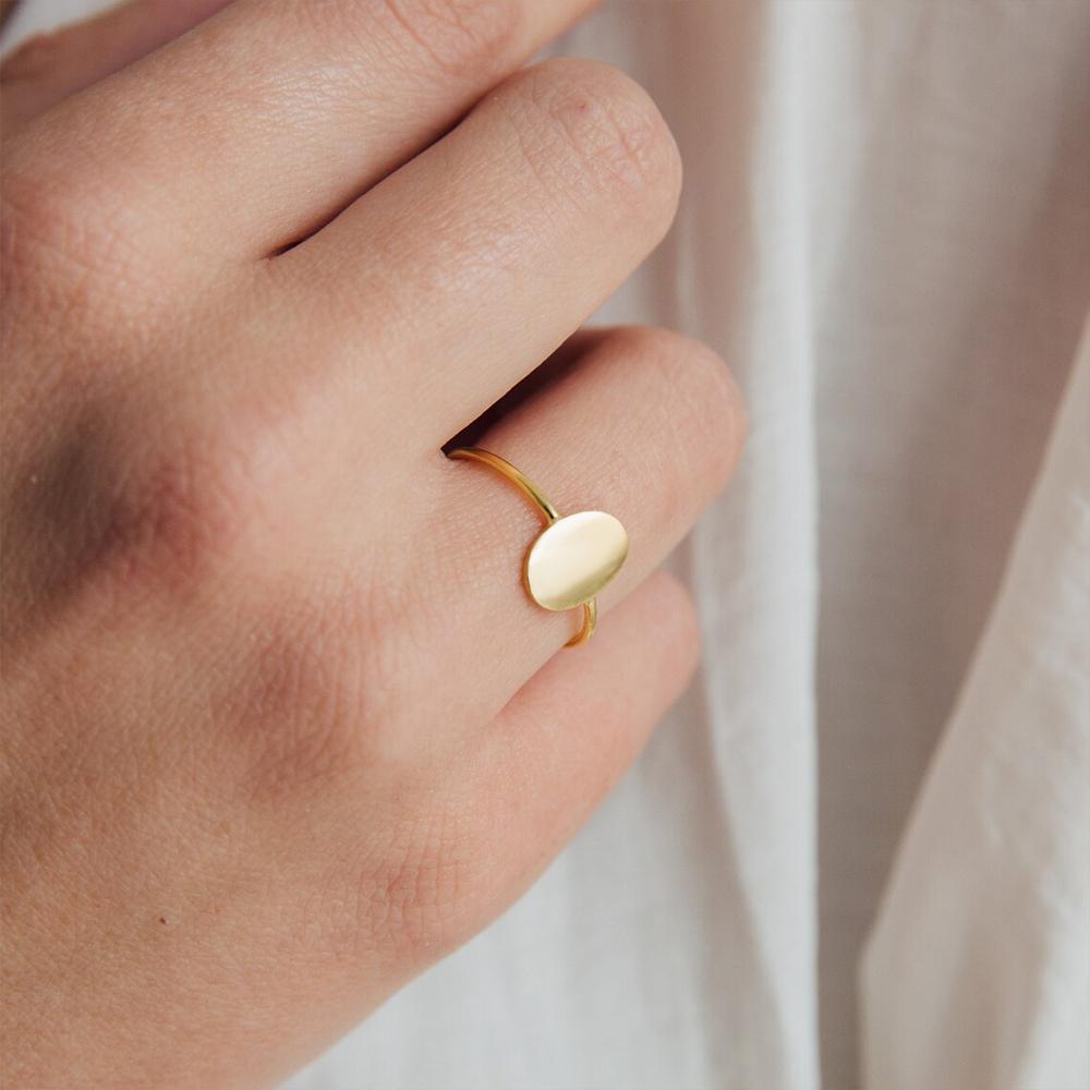 EMANCO Delicate Oval Ring Dainty Gold Plated Blank Minimalist Feminist Ring For Women Personality Can Be Wholesale