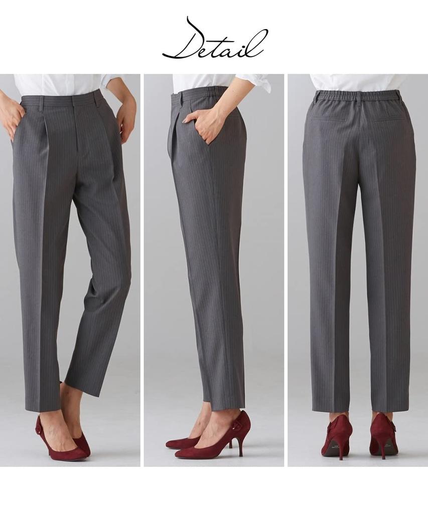 Pant Suit Pant Suit Jacket Tapered and Horizontal Stretch Rispy Plain Black 15 [Nissen] [Ladies Suit] (Tailored + Quarter-length Pants) (Vertical