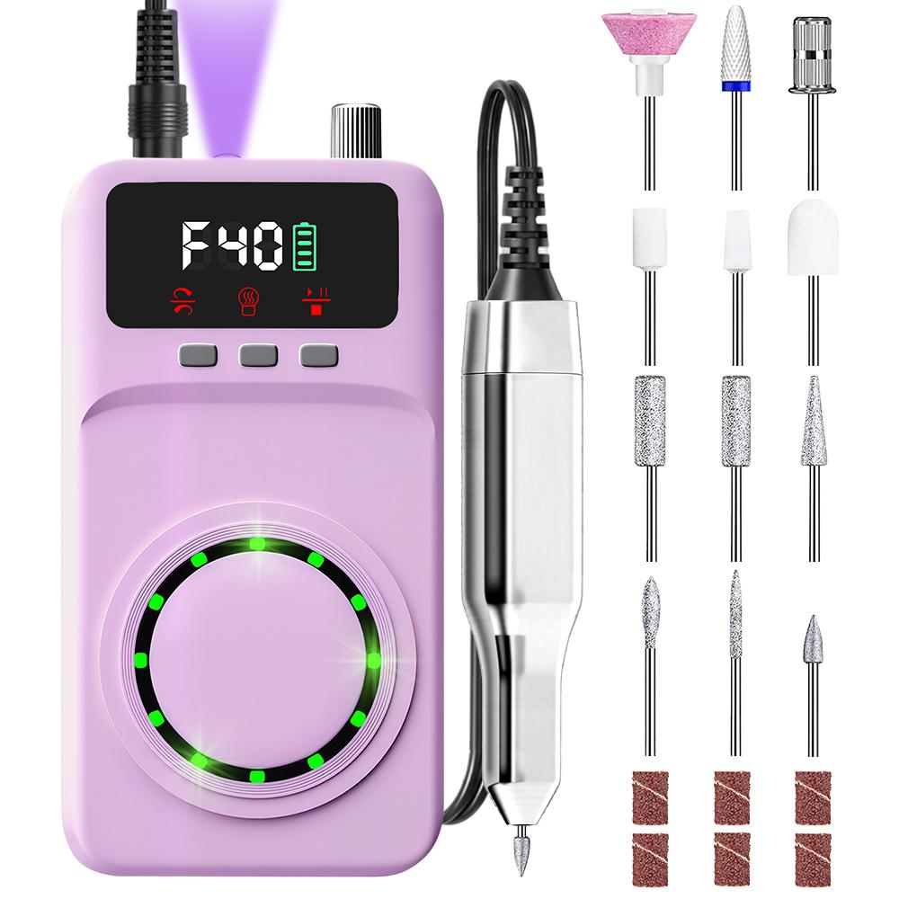

40000RPM Electric Nail Drill Machine Professional for Gel Nails Polish, Rechargeable Portable Manicure Pedicure Grinding Machine