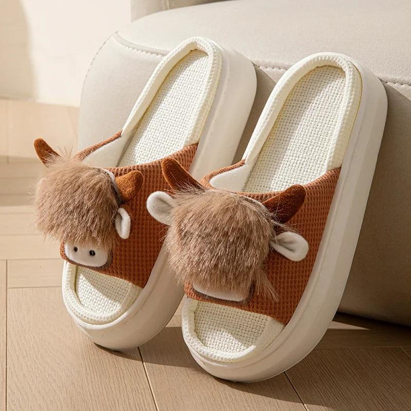 Fashion Casual Slippers for Women Home Flat Spring Summer Cow Cartoon Designer Shoes Ladies Fashion Indoor Outdoor Footwear Lightweight