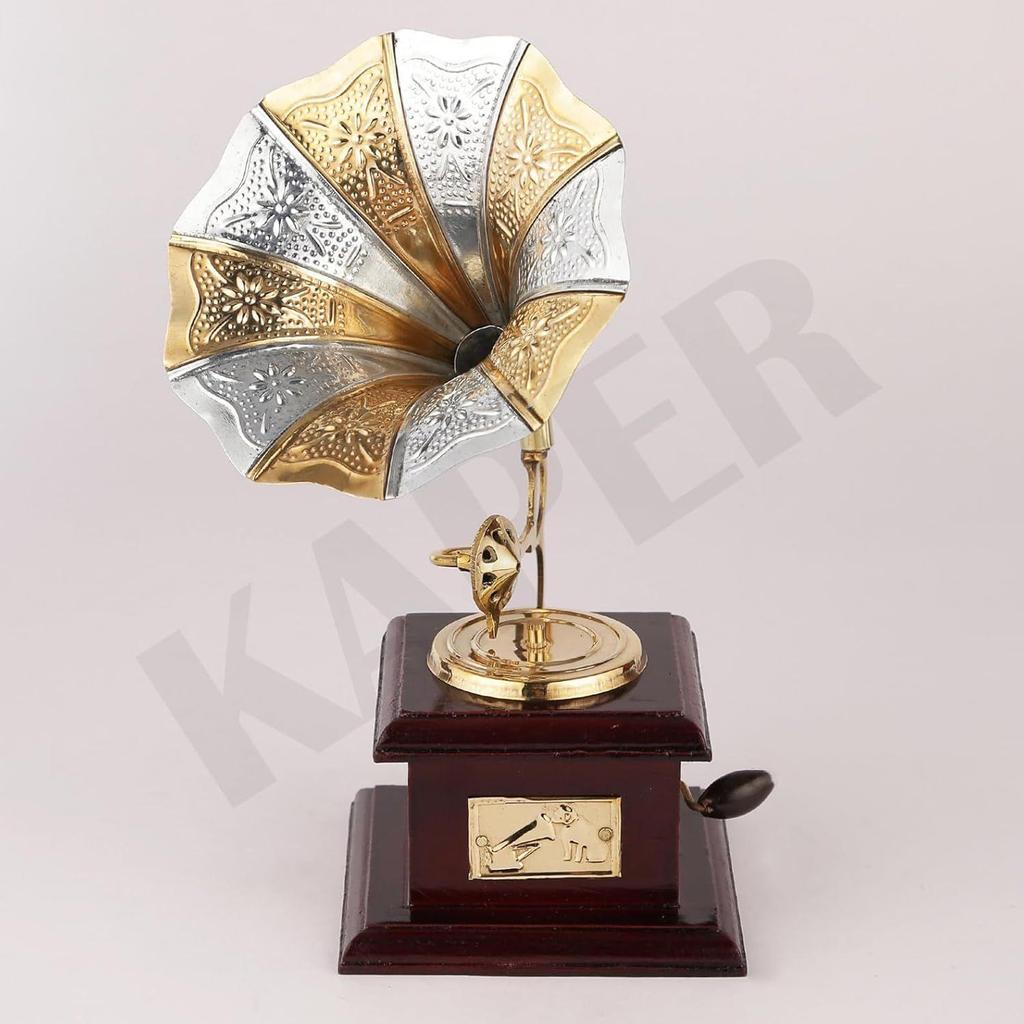 Antikes Grammophon Dekoratives Ausstellungsstück (10 Zoll) Handwerkliche Mini-Messingartikel für die Heimdekoration,