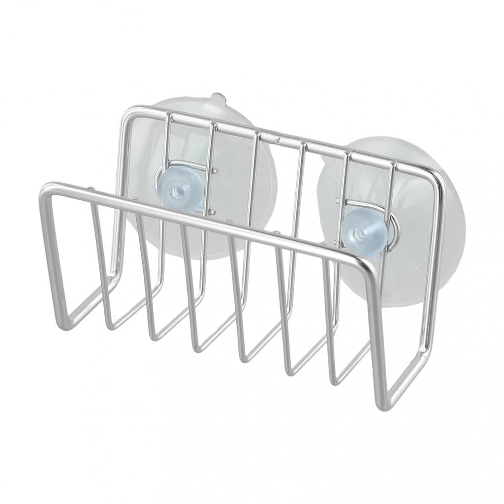 Versatile Metal Sink Sponge Holder Draining Basket Kitchen Rack with Suction Cup