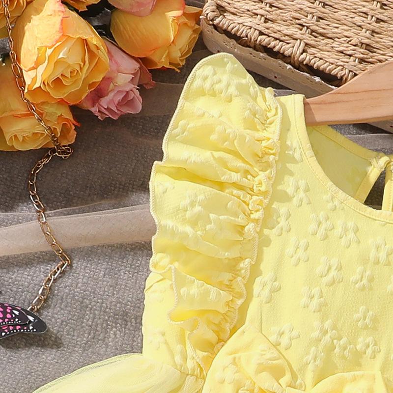 Abito Alla Moda per Bambina, Estivo Senza Maniche in Pizzo e Rete Dolce Abito da Principessa per Bambini