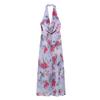 2025 Spring/Summer Slim Fit Sexy Printed Halterneck Cowl Neck Midi Dress for Women