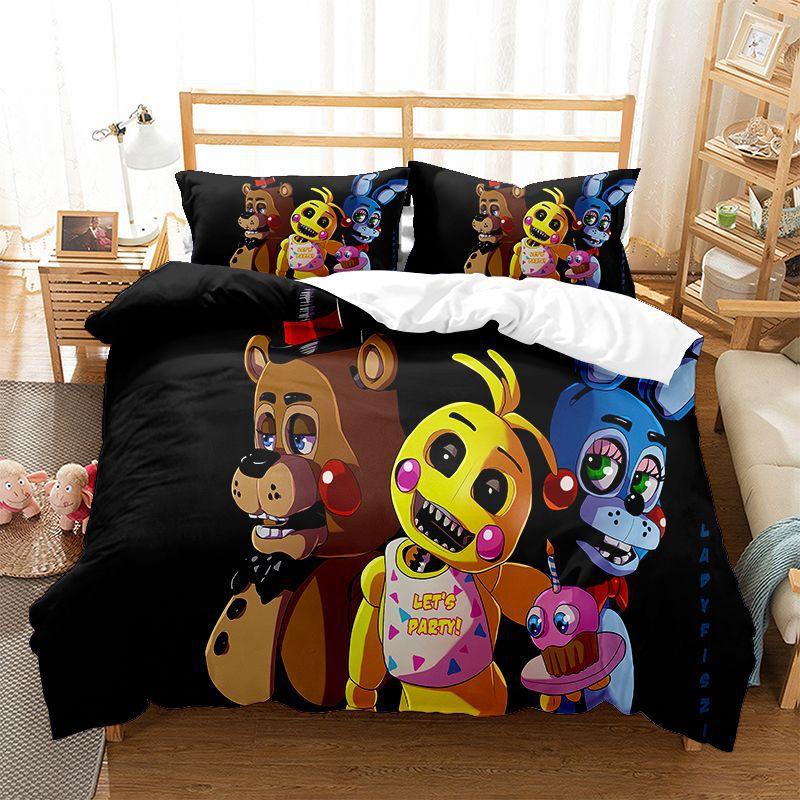 3D Teddy Bear Series Bedding Set Cartoon Anime Down Duvet and Pillowcase, Microfiber Fabric Washable and Quick Drying Home Decoration