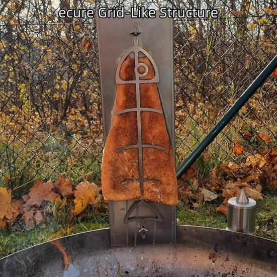 Stainless Steel Salmon Grill Holder 180 Degrees Rotating Fish BBQ Grilling Plate for Camping Backyard Evenly Grilled Meat Rack for Gas Charcoal