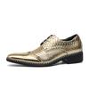 Helle goldene Lederschuhe, Herren Übergröße Business Formal Bankett Spitz-Scalp-Schuhe, Britischer Stil Hochzeitsschuhe, Lässige Lederschuhe
