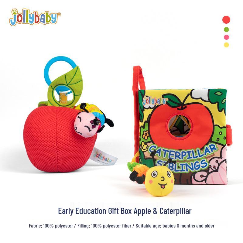Jollybaby Newborn Gift Set: Early Education Toys & Fruit-Themed Cloth Book with Soothing Crib Mobile