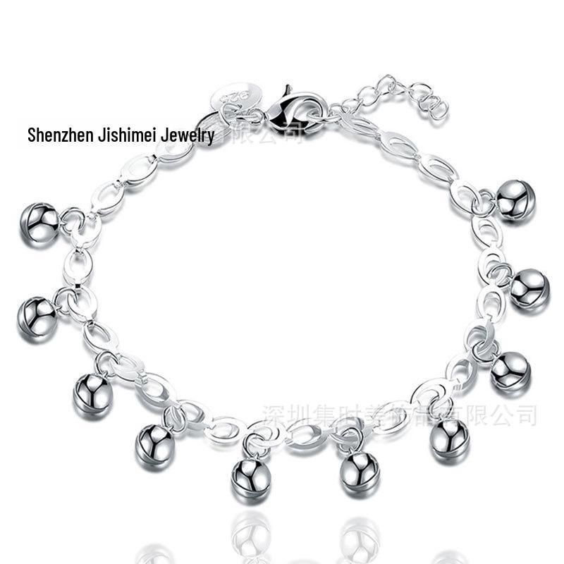 West Lake Silver Oval Chain Bracelet with Bell Pendants