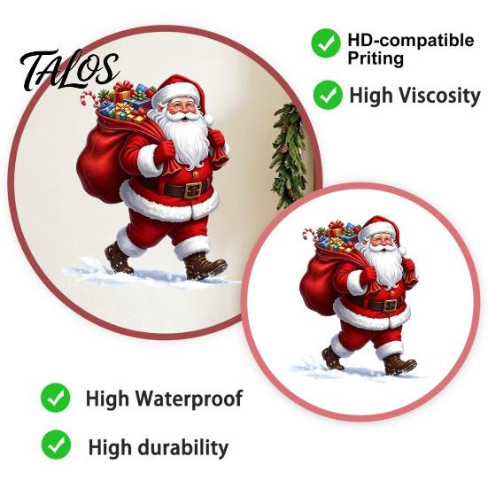 Seasonal Home Decorations Christmas Wall Stickers, Cartoon Santa Claus Carrying Bag Decal, Peel And Stick Vivid Patterns Full of Gifts DIY Murals Art