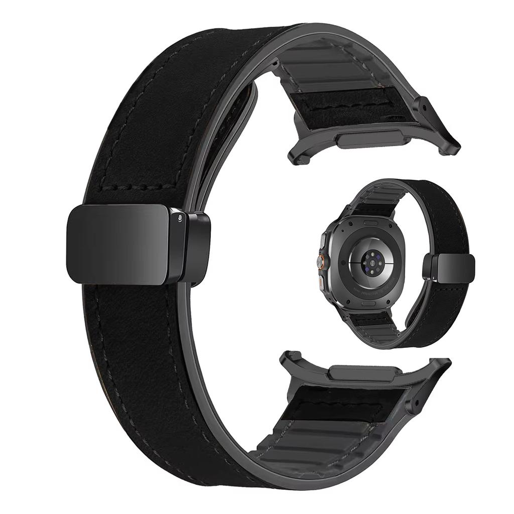 Leather Silicone Watch Band for Samsung Galaxy Watch 7 Ultra 47mm Magnetic Watchband for Samsung Galaxy Ultra 47mm Watch Straps