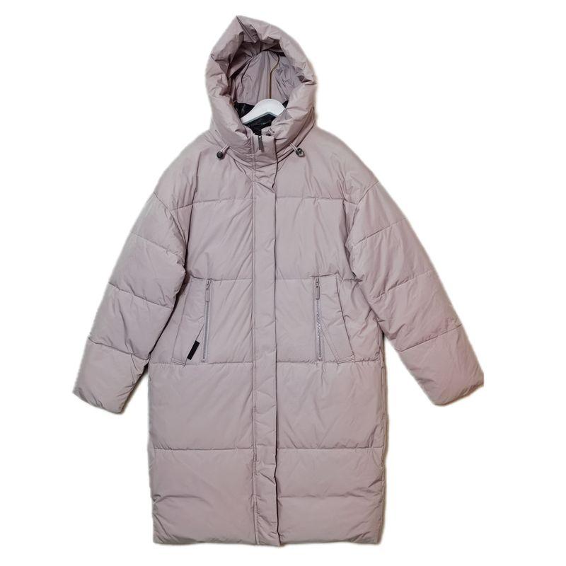 To Russia Hooded Thickened Down Cotton Cold Protective Clothing Female Mid Length Long Length Pure Color Thick Cotton Clothing Northeast Winter