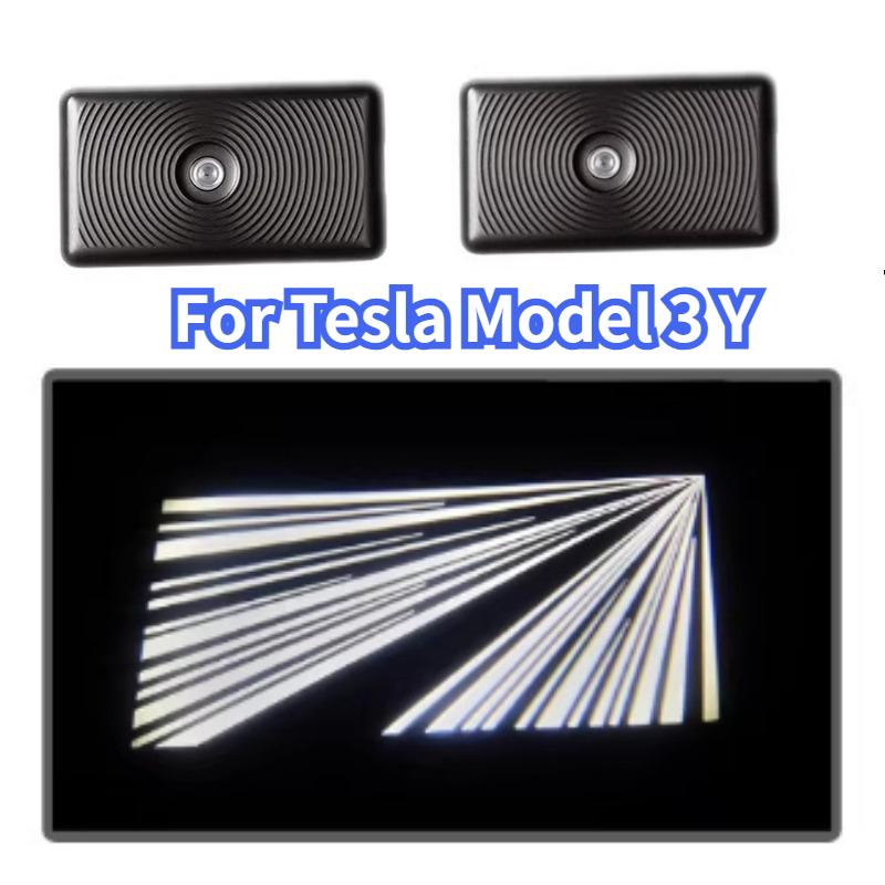 Door Lights For Tesla Model 3/Y Highland Juniper Projector Puddle Lights Ultra-Bright Welcome Step Light Glass Film Never Fade