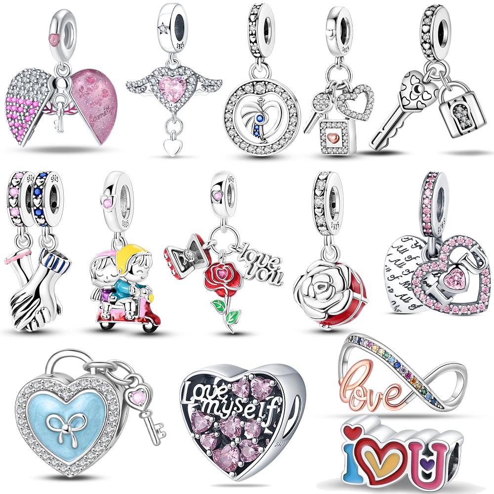 Infinite Heart Woven Love Beads Charm Fit Original Copper Bracelet Necklace Ladies Gift Wedding Valentine'S Day Gift Jewelry