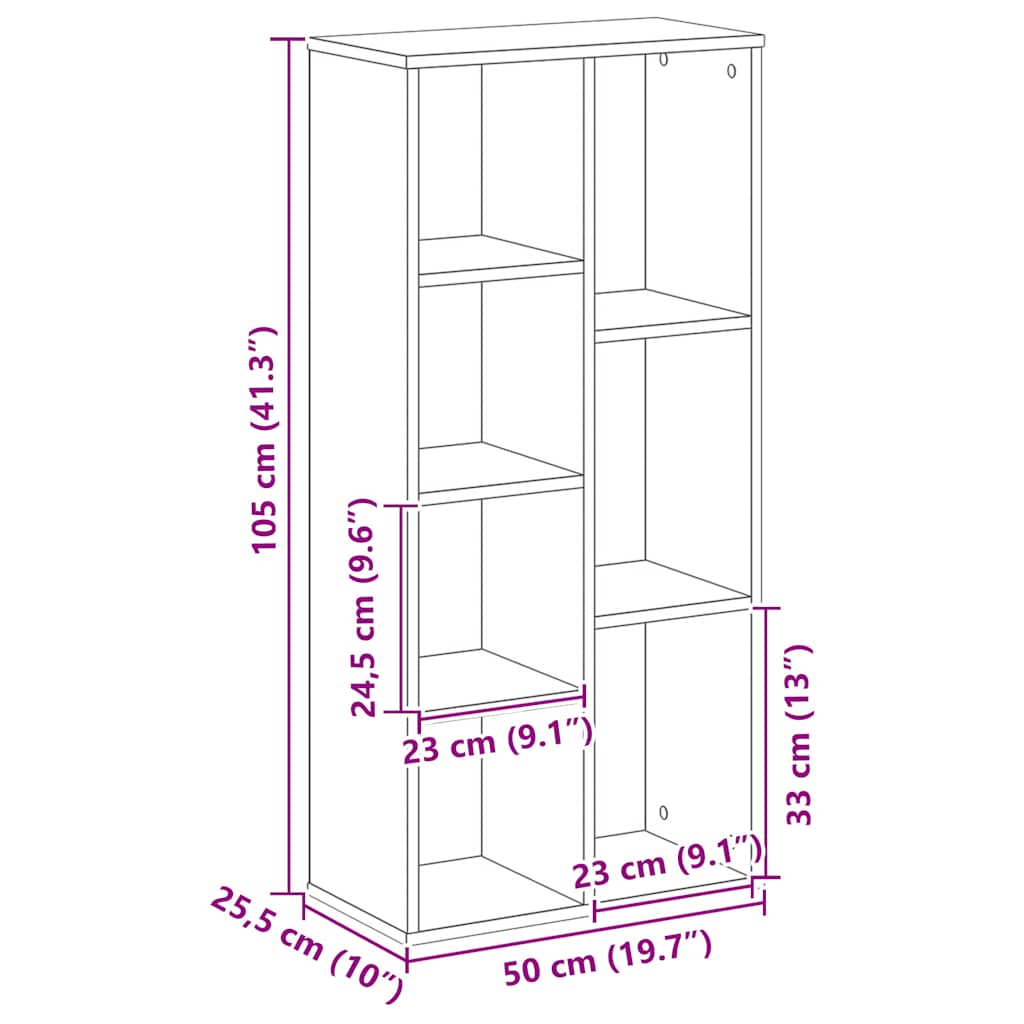 Artisan Oak Bookshelf 50 x 25 x 105 cm Particleboard