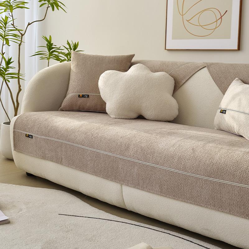 Sofa Cushion Four Seasons Universal Nordic Simple Milky White Sofa Cover Towel Backrest Armrest Chenille Sofa Cover