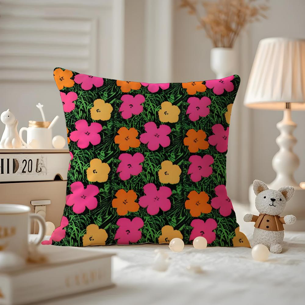 AAndy WWarhol Art Cushion Cover Antidustmite Pillowcase Invisible Zipper Silky Short Plush Sofa Cushion Cover