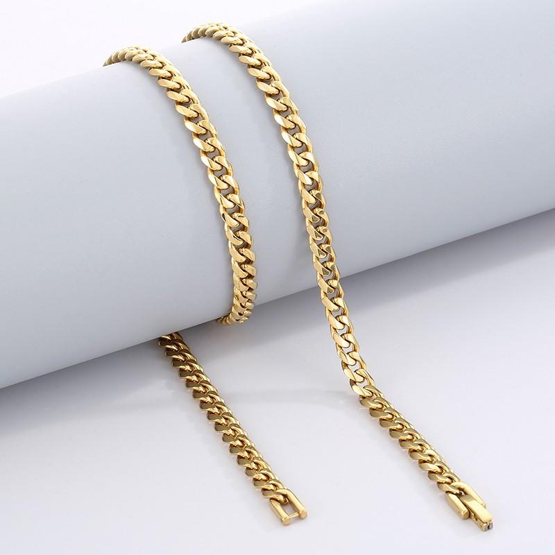 Shiny Stainless Steel Thick Necklace for Women Men Polished Cuban Link Chain Necklace Black Gold Color Trendy Jewelry Gift