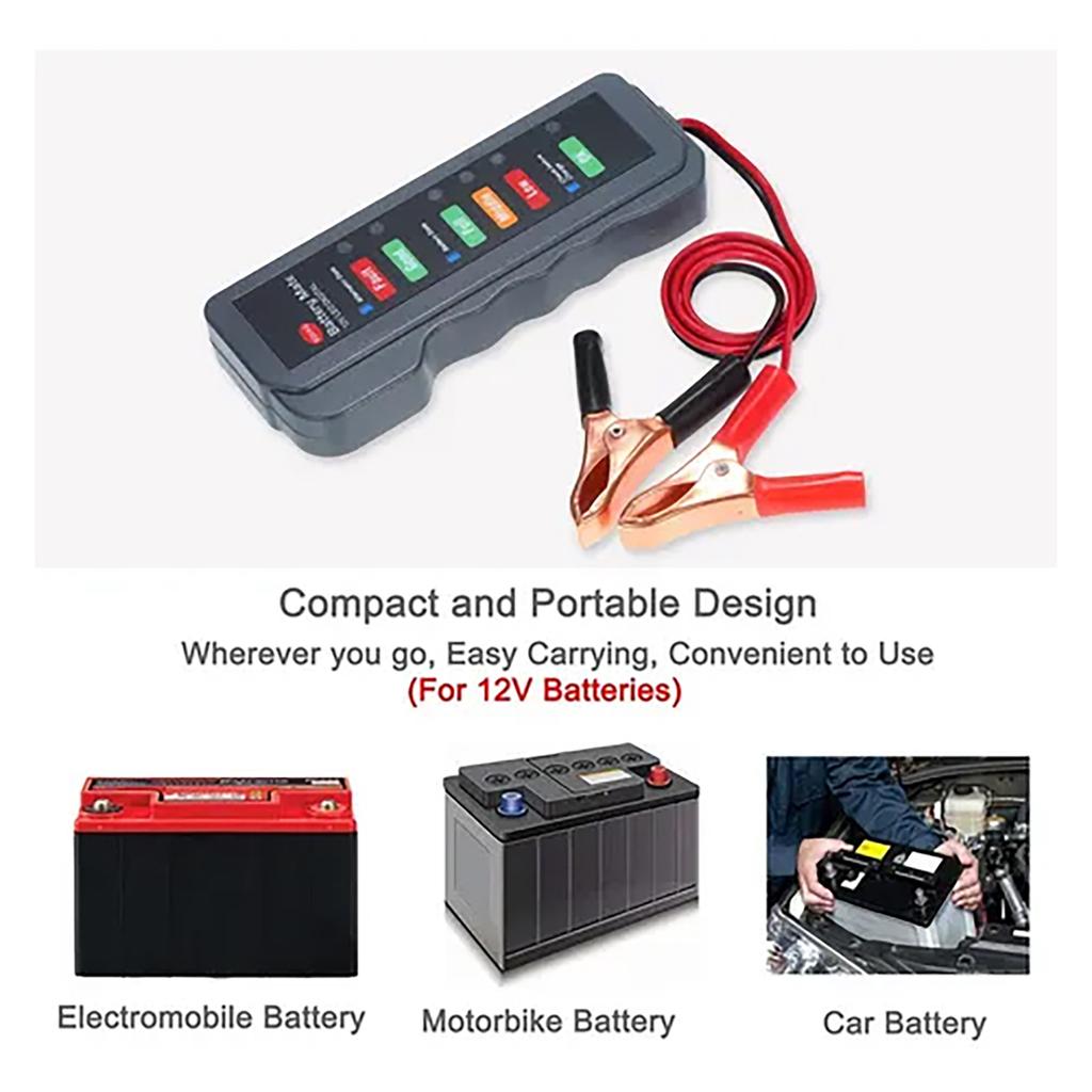Testeur d'Alternateur de Batterie de Voiture 12V LED Numérique Condition de la Batterie Analyseur de Charge d'Alternateur avec Pince Cuivre LED pour