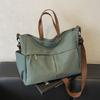 Fashion Stylish Women Shoulder Tote Bag Nylon Durable Commuting Handbag Two Pockets Solid Color Large Capacity Handbag Office