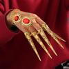 Indian Thai Finger Tip Protection Belly Dance Bracelet Nail Rings Golden Finger Knuckle Rings