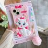 Capa de Celular 3D Kawaii Desenho Marie Gato Silicone Macio para iPhone 12 13 14 15 Plus iphone 16 Pro Max Com Pingente de Bola de Pelo