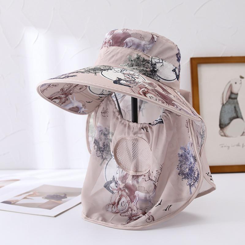 Summer Sun Hat Women's Cycling Outdoor Summer Large Brim Sun Protection Hat Thin Windproof Design