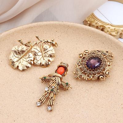 Vintage Pastoral Sunflower Leaf Brooch Women'S Coat Scarecrow Pin Shawl Creative Flower