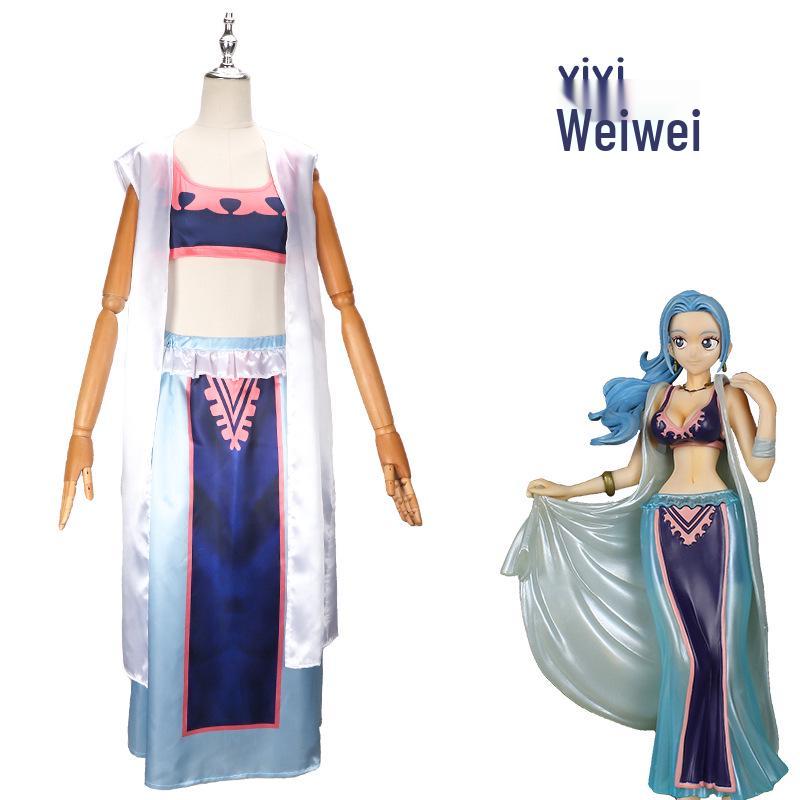 One Piece Vivi Cosplay Costume - Full Set Long Dress for Role-playing