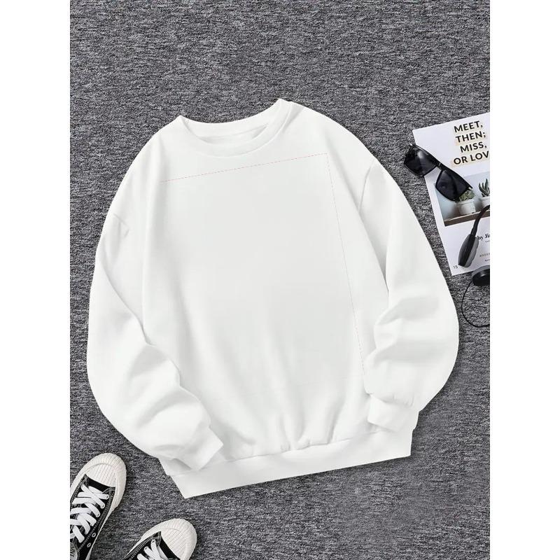 Adorable Cat Silhouette in White Outline on a Stylish Crewneck Sweatshirt for Girls, Perfect for Autumn And Winter