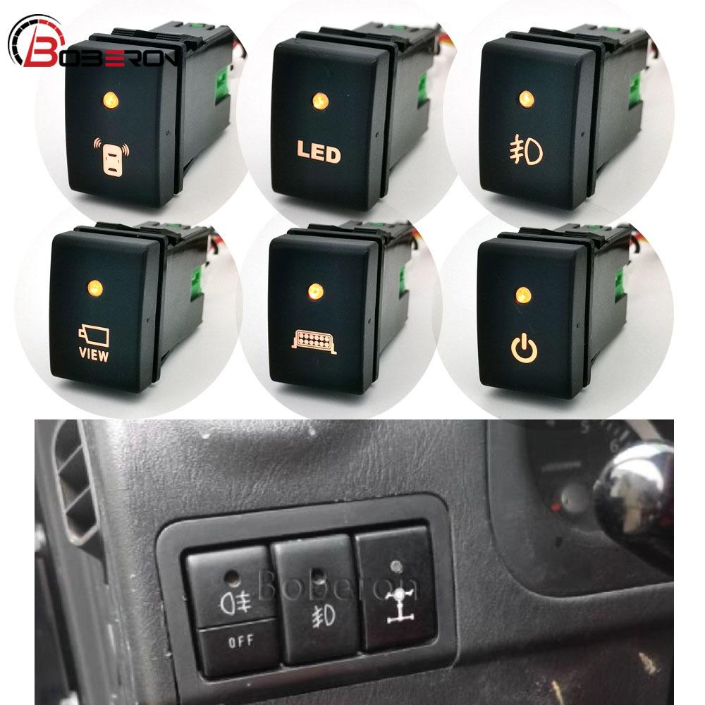 1 Stück Orange Licht Auto Nebelscheinwerfer Parkradar Ein Aus Schalter Knopf mit LED Beleuchtung Für Suzuki Jimny 2007 - 2015