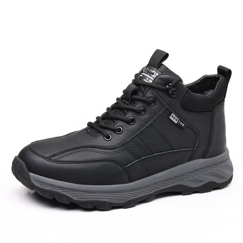 The first layer of cowhide winter new men's cotton shoes genuine leather velvet sports shoes wool casual shoes Northeast men's shoes