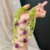 Vintage Niche Design Premium Natural Amethyst Natural Peridot Clavicle Chain Necklace