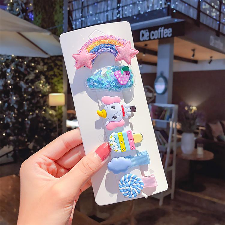 2022 Cute Design Hair Accessories Cartoon Hair Clip Hair Clip Set Kids Rainbow Hairclips for Kid Girls