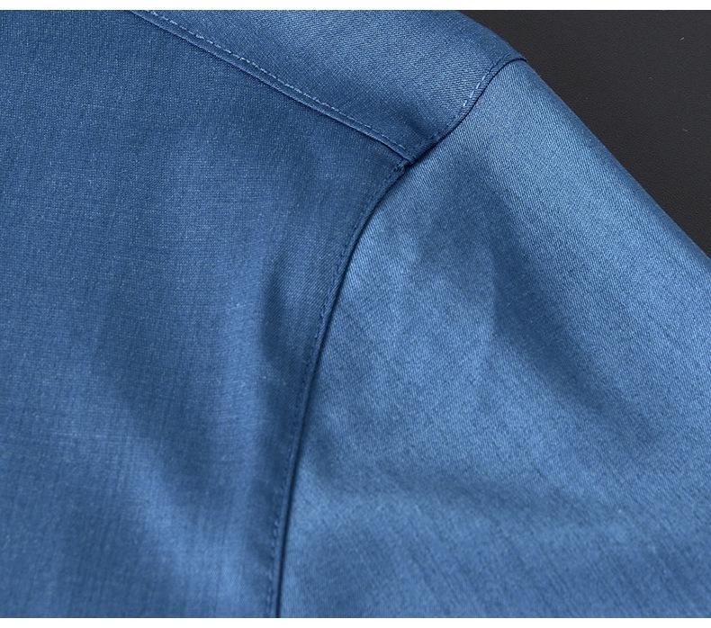 Men's Long-Sleeve Business Shirt: Solid Color, Mulberry Silk, Turn-Down Collar, 2025 Autumn Collection