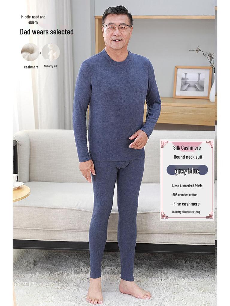 Cashmere Elderly Warm Set: Cozy Autumn/Winter Underwear Gift for Mom & Dad with Plus Velvet