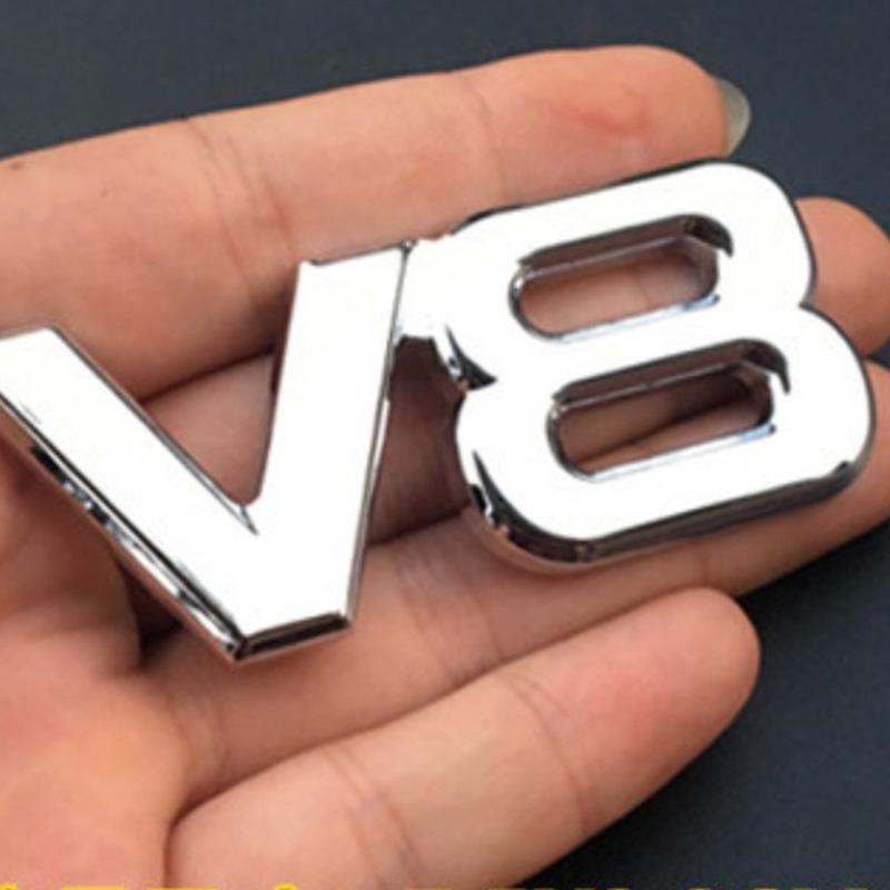 3d Metal Chrome Black Car Letters V8 Logo Engine Displacement For Land Cruiser Fender Trunk V8 Emblem Badge Sticker Accessories