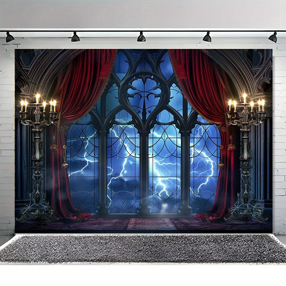 Halloween Royal Gothic Tapestry Lightning Window Living Room Castle Style Dark Decorative Art Wall Background