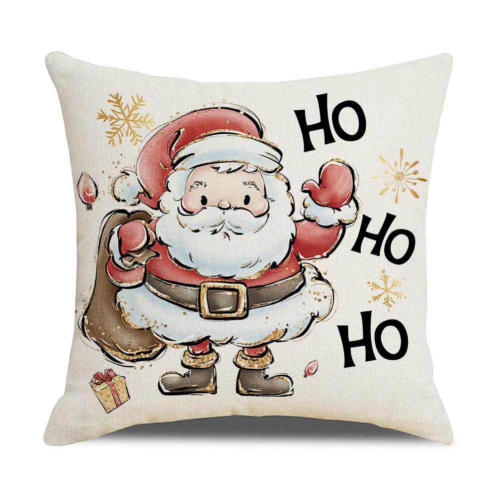 

Домашняя Рождественская Наволочка Подушка Спальня Прикроватная Подушка Лен Мультяшный Принт Праздничное Украшение Подушка 45 * 45Cm (excluding pillow core)