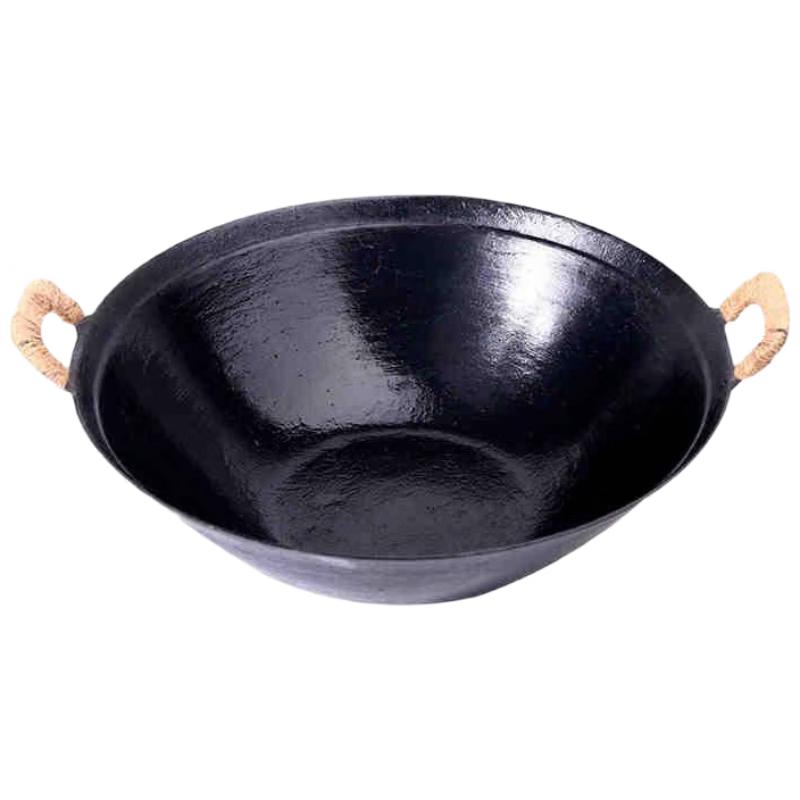 HDST Traditional Cast Iron Flat-Bottom Wok